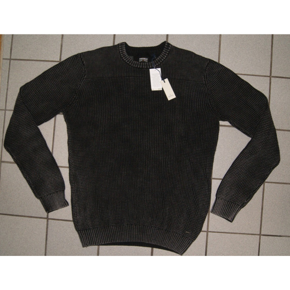 NEW W/tag Buffalo David Bitton Washy Black Waffle Knit CrewNeck Sweater Mens 2XL - Picture 1 of 10